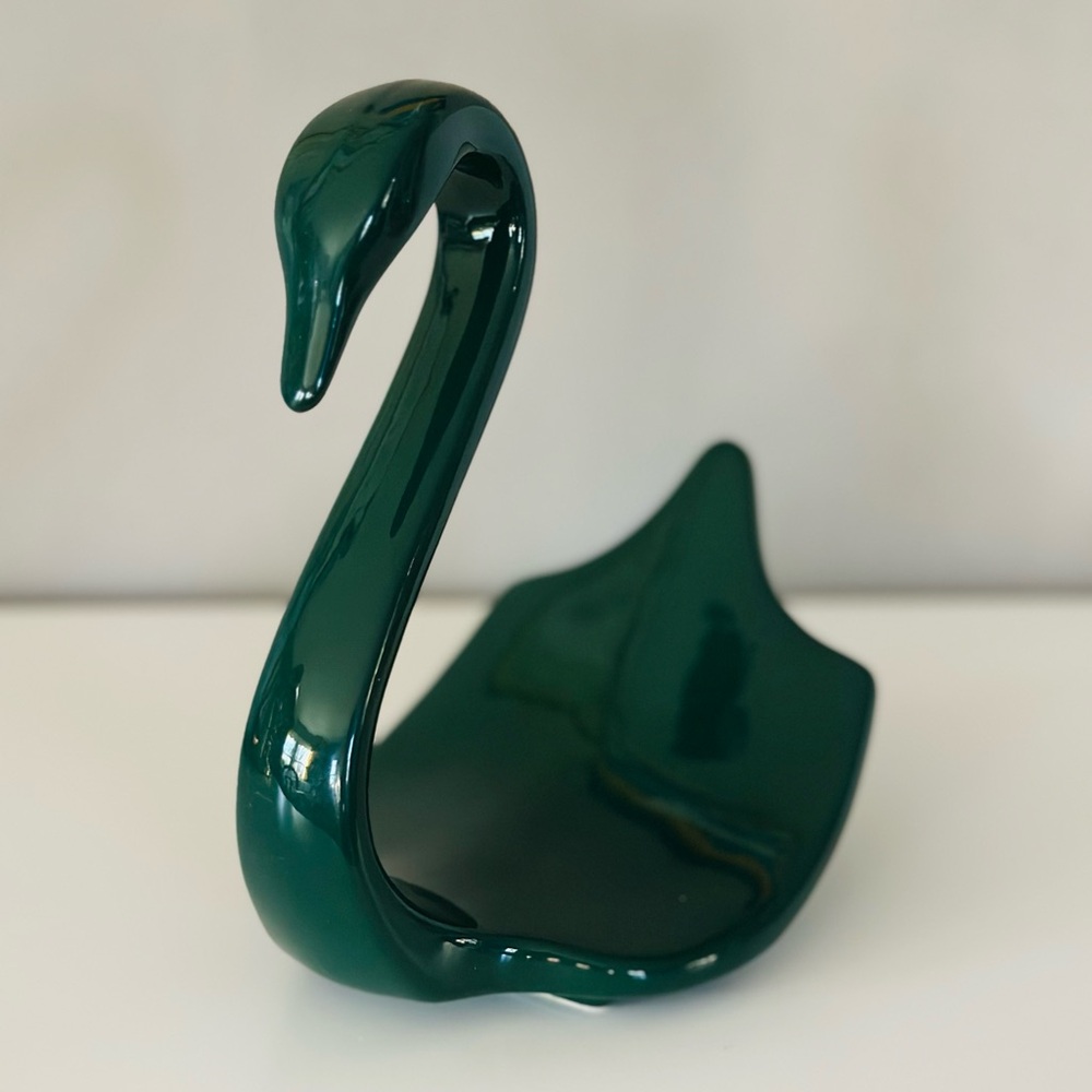 GREEN SALE 🍀 Dark green ceramic swan - Picture 3 of 12